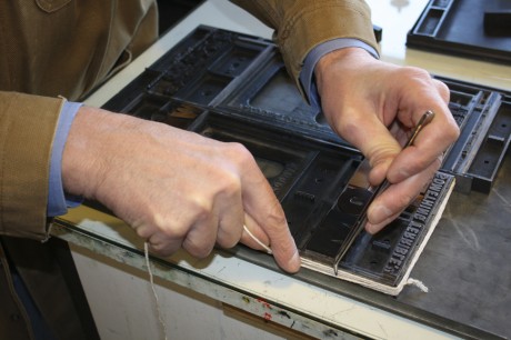 Rick Allen setting type.